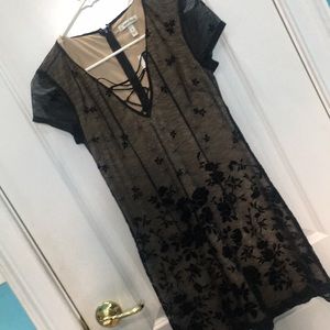 Black sheer lace up dress